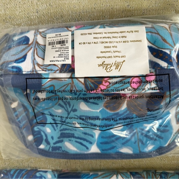 Lilly Pulitzer Tote + Pouch Breezy Aqua Best Fronds Forever NWT GWP - Picture 3 of 4